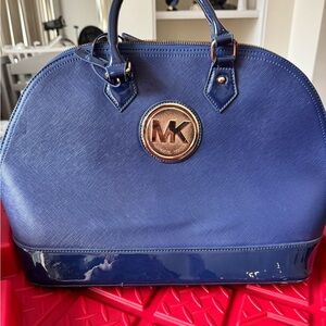 Large Michael Kors Navy and Gold Satchel